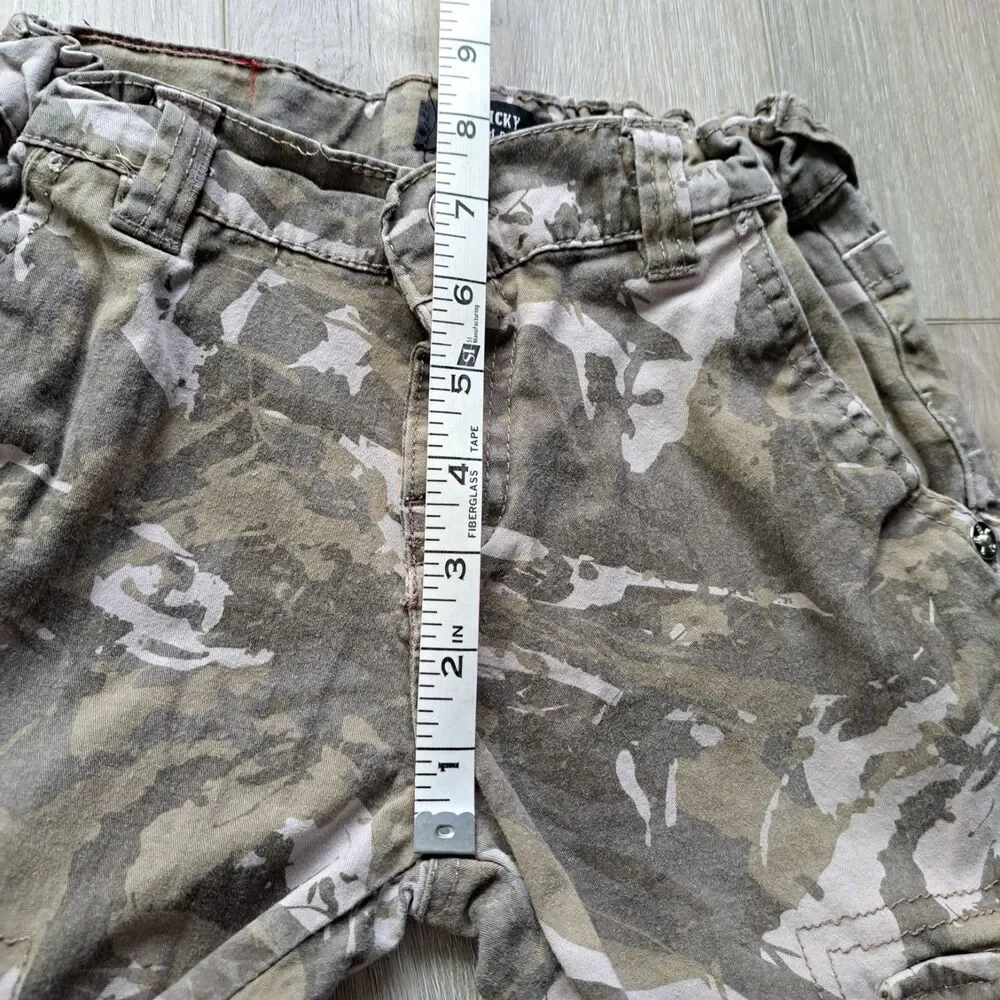True Religion Boys Camo Cargo Pants in Tan and White with Orange Patch